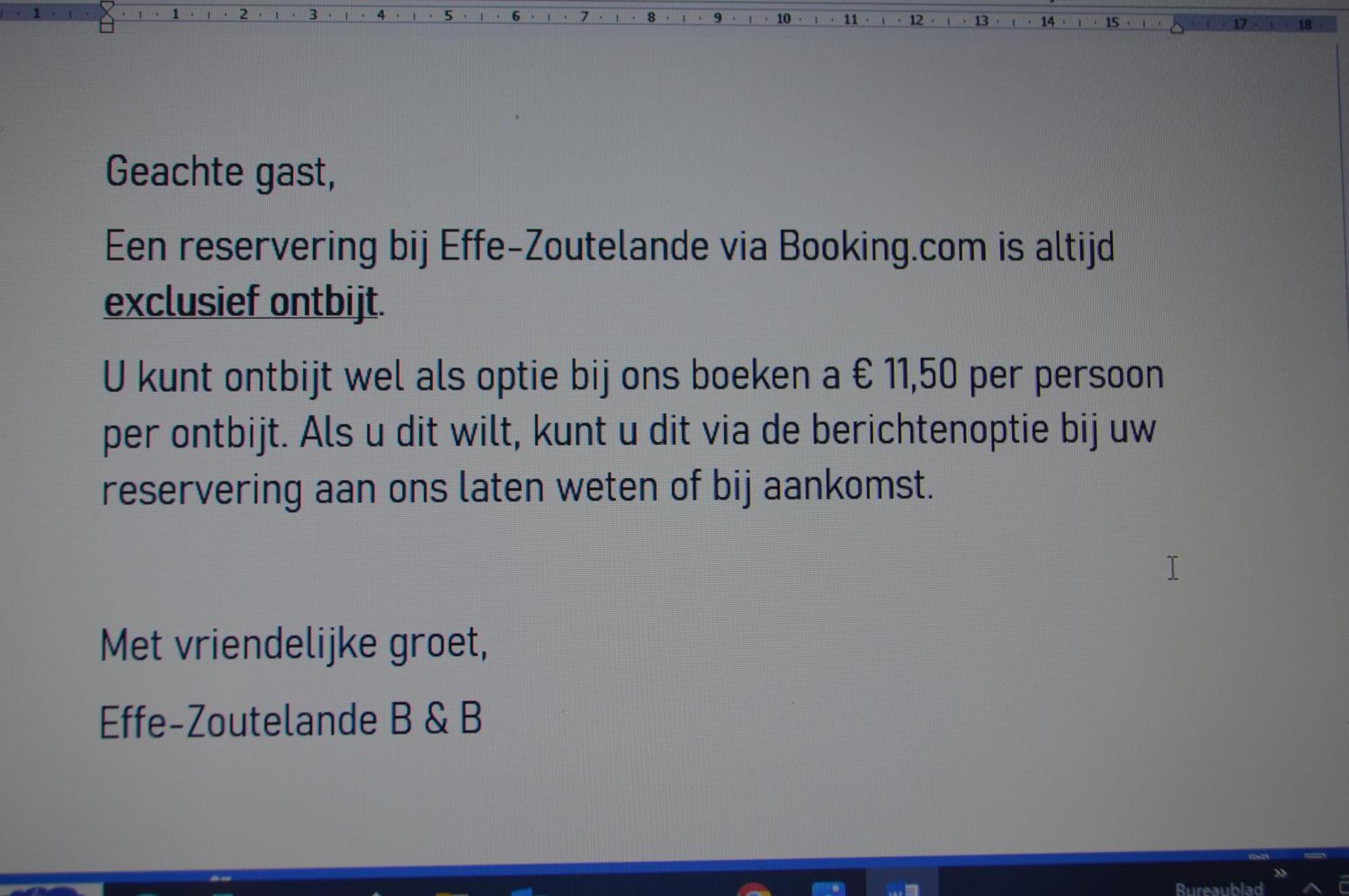 Bed & Breakfast Effe-zoutelande